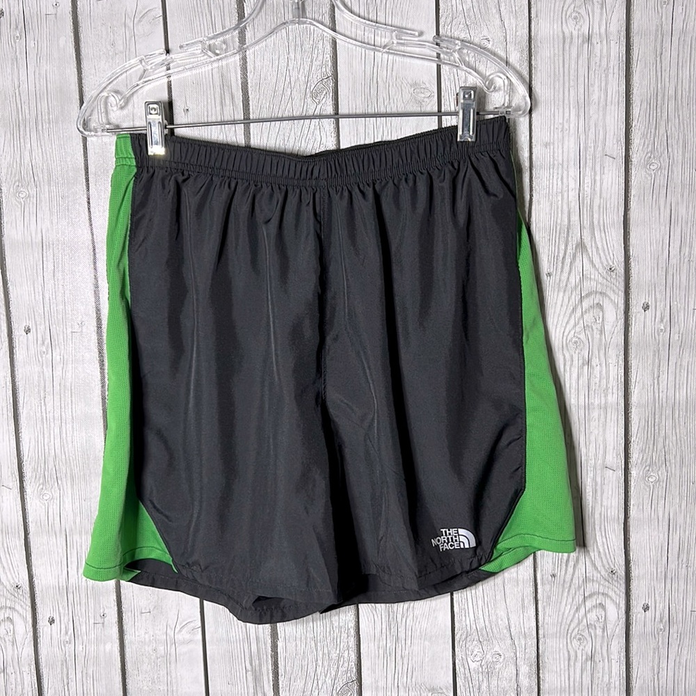 The north face black & green brief lines running shorts size medium